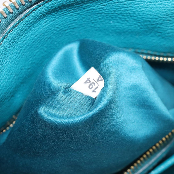 Miu Miu Tote Bag Leather Light Blue Gold Auth hk4202