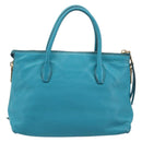 Miu Miu Tote Bag Leather Light Blue Gold Auth hk4202-2