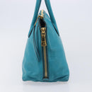 Miu Miu Tote Bag Leather Light Blue Gold Auth hk4202-4