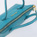 Miu Miu Tote Bag Leather Light Blue Gold Auth hk4202-6