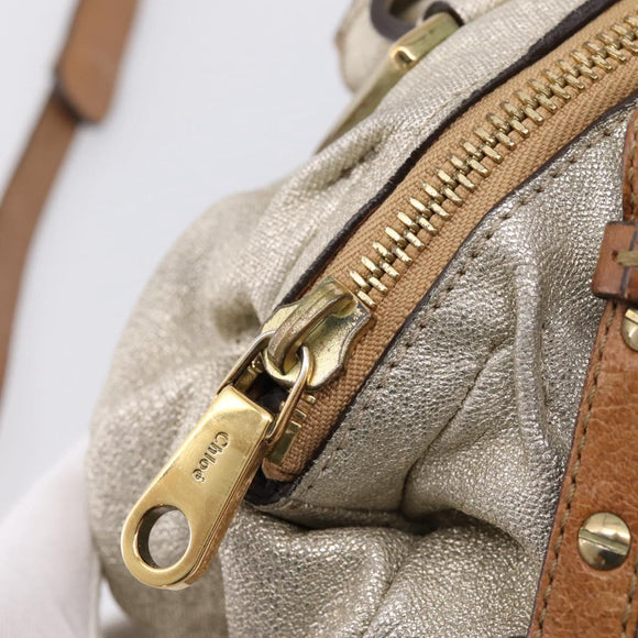Chloe Etel Hand Bag Leather 2way Gold Auth hk4203