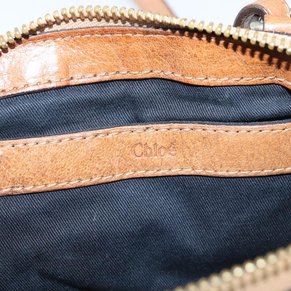 Chloe Etel Hand Bag Leather 2way Gold Auth hk4203
