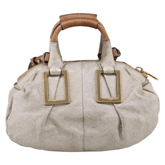 Chloe Etel Hand Bag Leather 2way Gold Auth hk4203