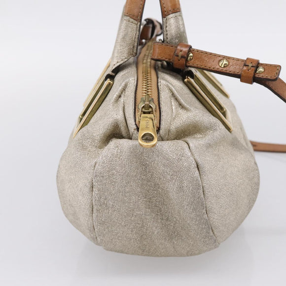 Chloe Etel Hand Bag Leather 2way Gold Auth hk4203