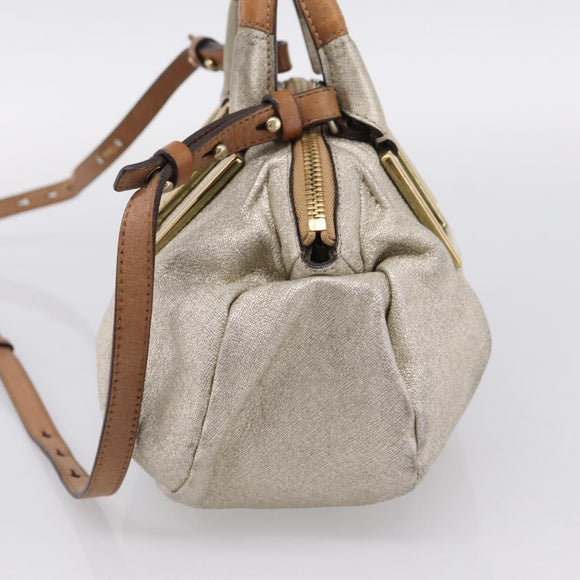 Chloe Etel Hand Bag Leather 2way Gold Auth hk4203