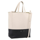 CELINE Vertical Cabas Small Hand Bag Leather 2way White Silver Auth hk4204-1