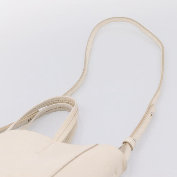 CELINE Vertical Cabas Small Hand Bag Leather 2way White Silver Auth hk4204