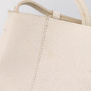 CELINE Vertical Cabas Small Hand Bag Leather 2way White Silver Auth hk4204-21