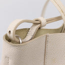 CELINE Vertical Cabas Small Hand Bag Leather 2way White Silver Auth hk4204-22