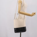 CELINE Vertical Cabas Small Hand Bag Leather 2way White Silver Auth hk4204-27