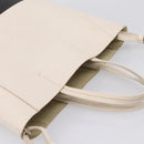 CELINE Vertical Cabas Small Hand Bag Leather 2way White Silver Auth hk4204-6