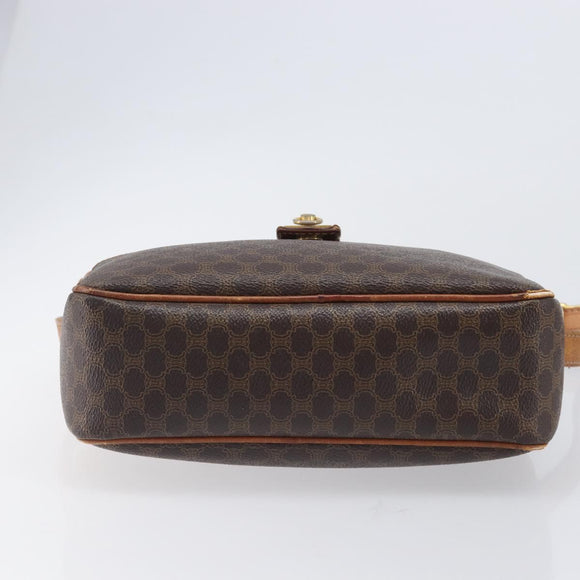CELINE Macadam Canvas Shoulder Bag PVC Leather Brown Gold Auth hk4205