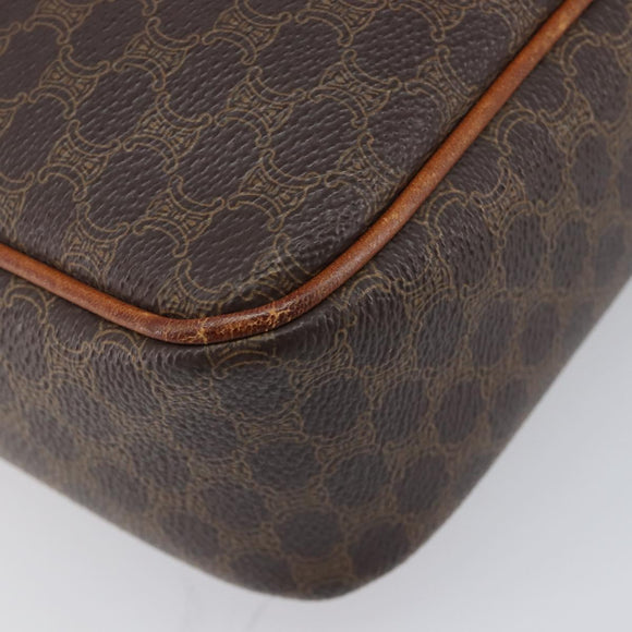 CELINE Macadam Canvas Shoulder Bag PVC Leather Brown Gold Auth hk4205