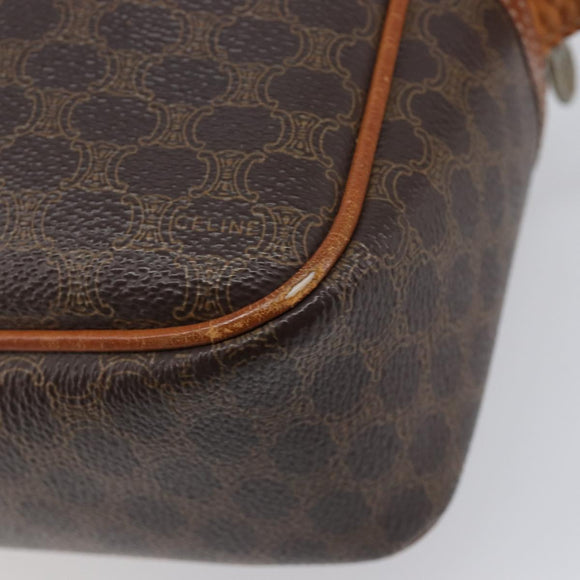 CELINE Macadam Canvas Shoulder Bag PVC Leather Brown Gold Auth hk4205