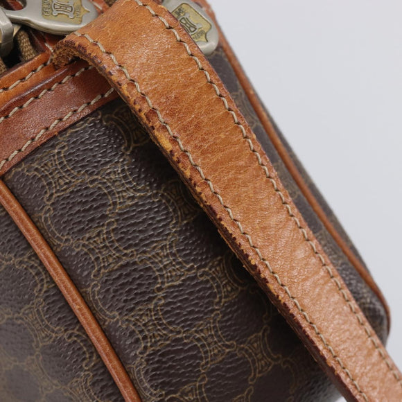 CELINE Macadam Canvas Shoulder Bag PVC Leather Brown Gold Auth hk4205