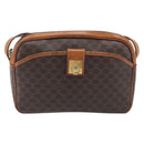 CELINE Macadam Canvas Shoulder Bag PVC Leather Brown Gold Auth hk4205-13