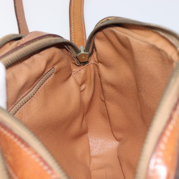 CELINE Macadam Canvas Shoulder Bag PVC Leather Brown Gold Auth hk4205