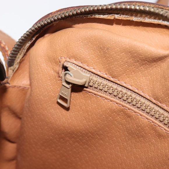 CELINE Macadam Canvas Shoulder Bag PVC Leather Brown Gold Auth hk4205