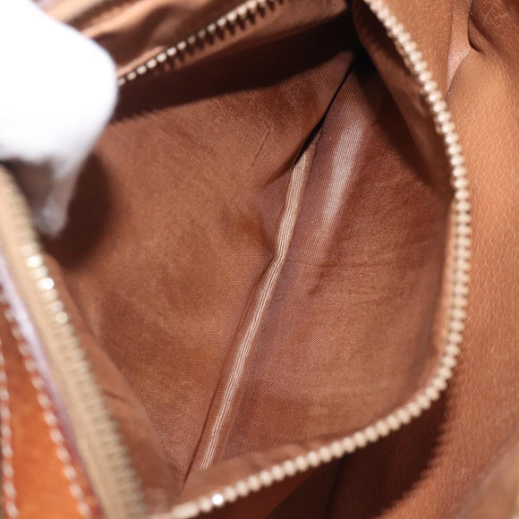 CELINE Macadam Canvas Shoulder Bag PVC Leather Brown Gold Auth hk4205