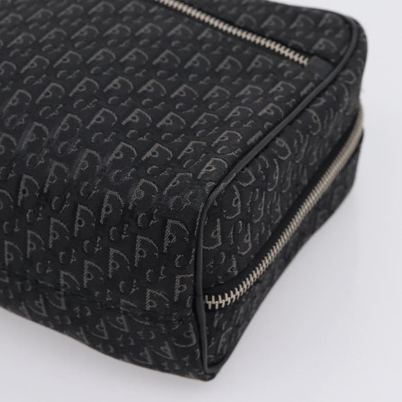 Christian Dior Trotter Canvas Hand Bag Black Silver Auth hk4206A