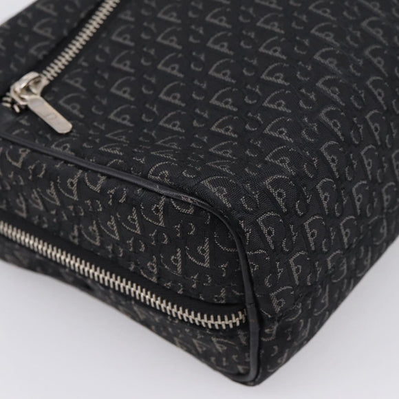 Christian Dior Trotter Canvas Hand Bag Black Silver Auth hk4206A