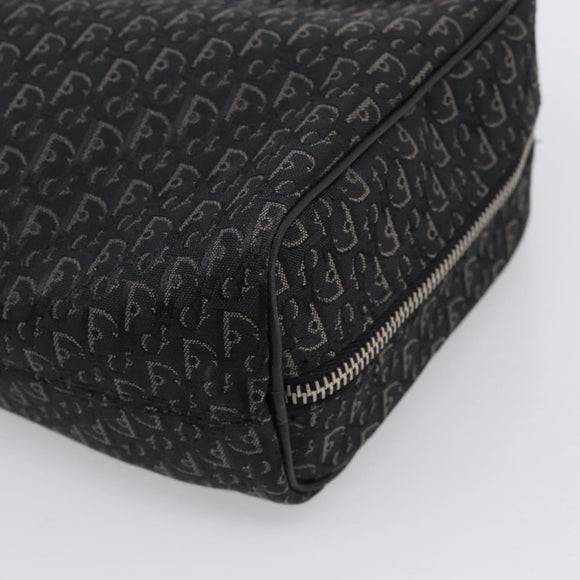 Christian Dior Trotter Canvas Hand Bag Black Silver Auth hk4206A