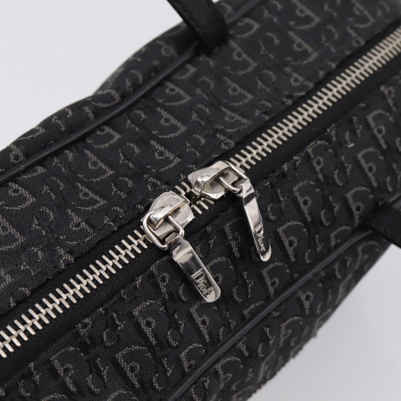 Christian Dior Trotter Canvas Hand Bag Black Silver Auth hk4206A