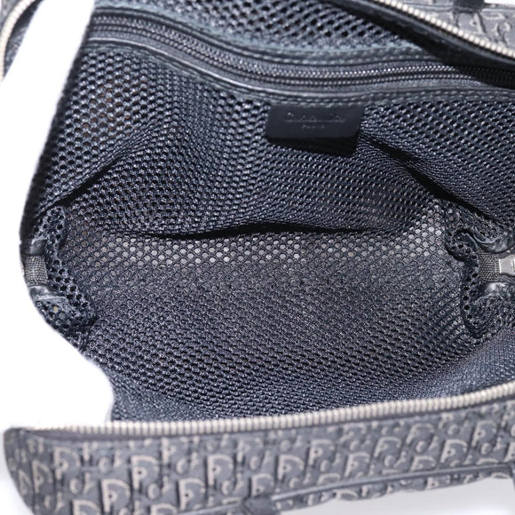 Christian Dior Trotter Canvas Hand Bag Black Silver Auth hk4206A
