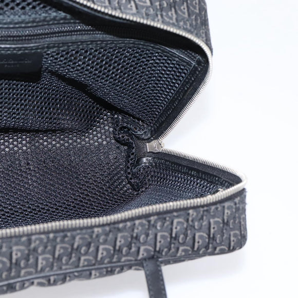 Christian Dior Trotter Canvas Hand Bag Black Silver Auth hk4206A