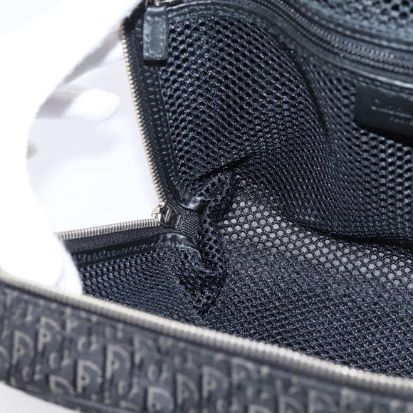 Christian Dior Trotter Canvas Hand Bag Black Silver Auth hk4206A