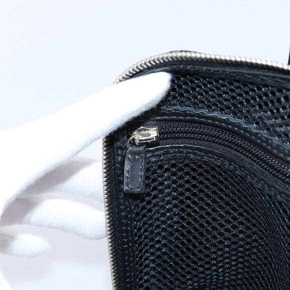 Christian Dior Trotter Canvas Hand Bag Black Silver Auth hk4206A