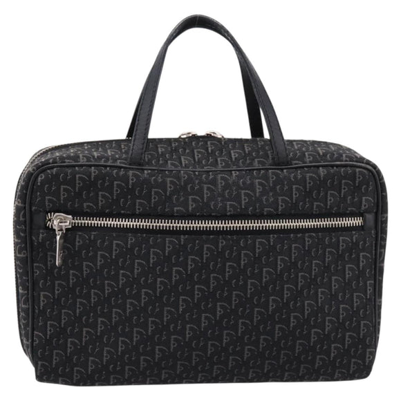 Christian Dior Trotter Canvas Hand Bag Black Silver Auth hk4206A