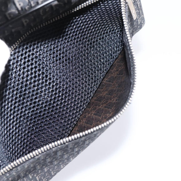 Christian Dior Trotter Canvas Hand Bag Black Silver Auth hk4206A