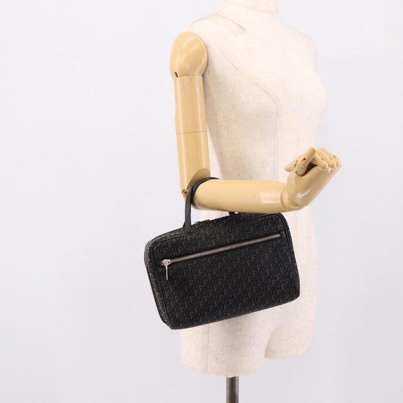 Christian Dior Trotter Canvas Hand Bag Black Silver Auth hk4206A