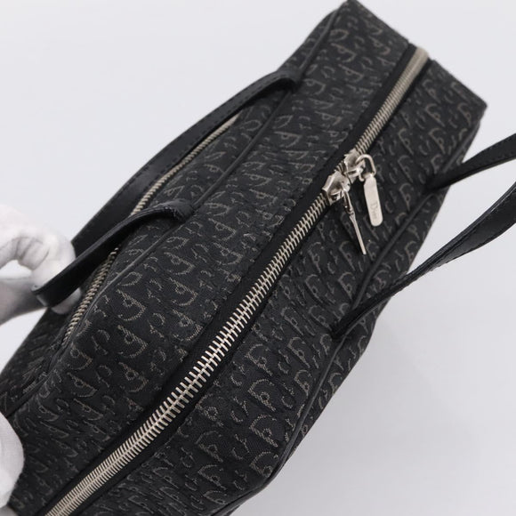 Christian Dior Trotter Canvas Hand Bag Black Silver Auth hk4206A