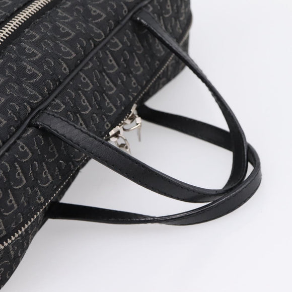 Christian Dior Trotter Canvas Hand Bag Black Silver Auth hk4206A