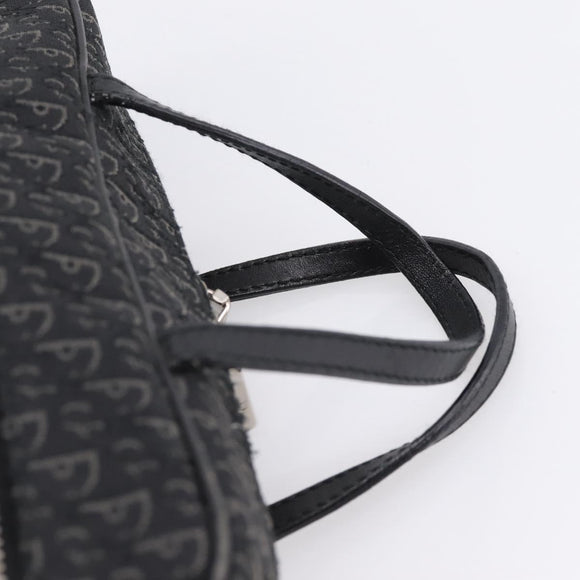 Christian Dior Trotter Canvas Hand Bag Black Silver Auth hk4206A