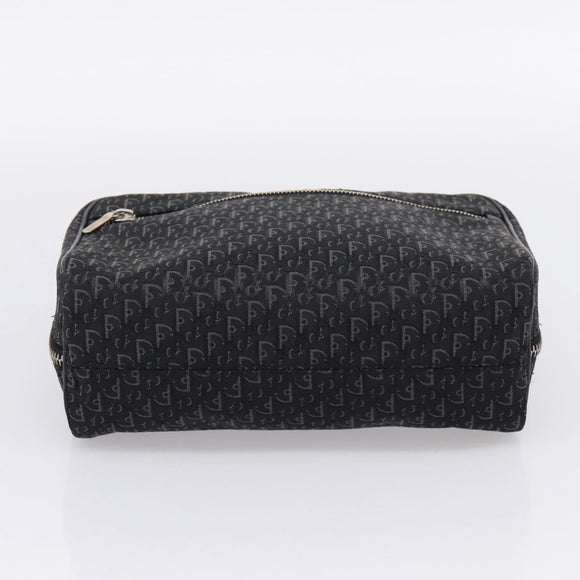 Christian Dior Trotter Canvas Hand Bag Black Silver Auth hk4206A