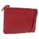 CELINE Trio Shoulder Bag Leather Red Gold Auth hk4207-1