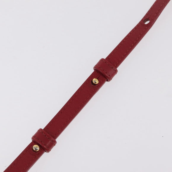 CELINE Trio Shoulder Bag Leather Red Gold Auth hk4207