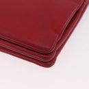 CELINE Trio Shoulder Bag Leather Red Gold Auth hk4207-15
