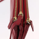 CELINE Trio Shoulder Bag Leather Red Gold Auth hk4207-17
