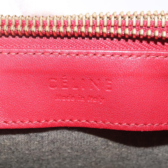 CELINE Trio Shoulder Bag Leather Red Gold Auth hk4207