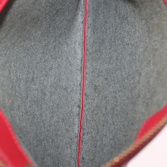 CELINE Trio Shoulder Bag Leather Red Gold Auth hk4207
