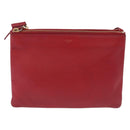 CELINE Trio Shoulder Bag Leather Red Gold Auth hk4207-2