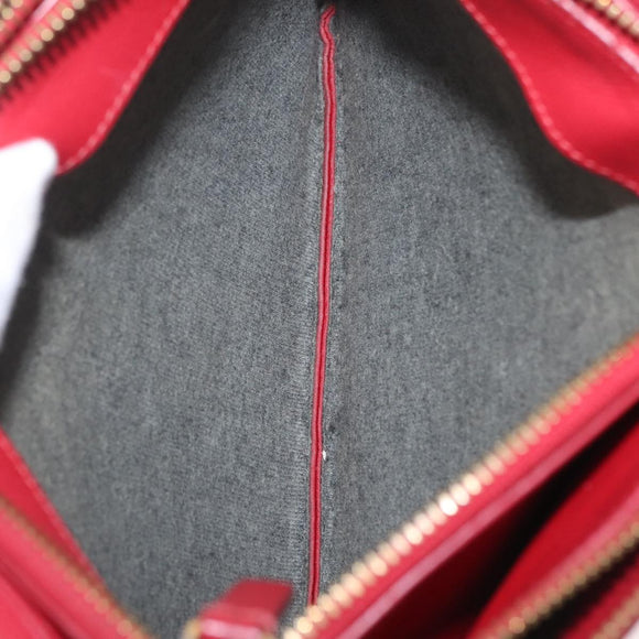 CELINE Trio Shoulder Bag Leather Red Gold Auth hk4207