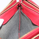 CELINE Trio Shoulder Bag Leather Red Gold Auth hk4207-23