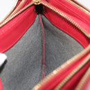 CELINE Trio Shoulder Bag Leather Red Gold Auth hk4207-24