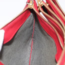 CELINE Trio Shoulder Bag Leather Red Gold Auth hk4207-26