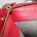 CELINE Trio Shoulder Bag Leather Red Gold Auth hk4207-28